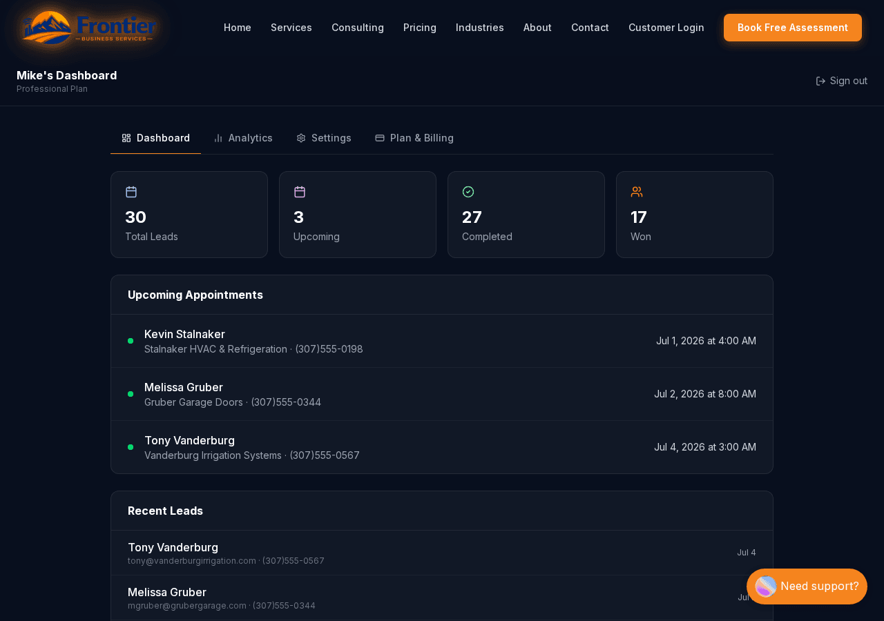 Customer portal — Dashboard